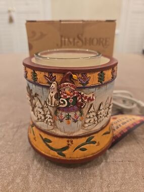 Jim Shore "Snowman w/Cat Votive Warmer" ORIGINAL BOX